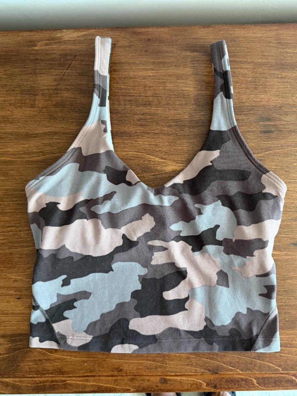 Lululemon Align Tank Size 2 Brown/Pink Camouflage Top w/built in bra and pads